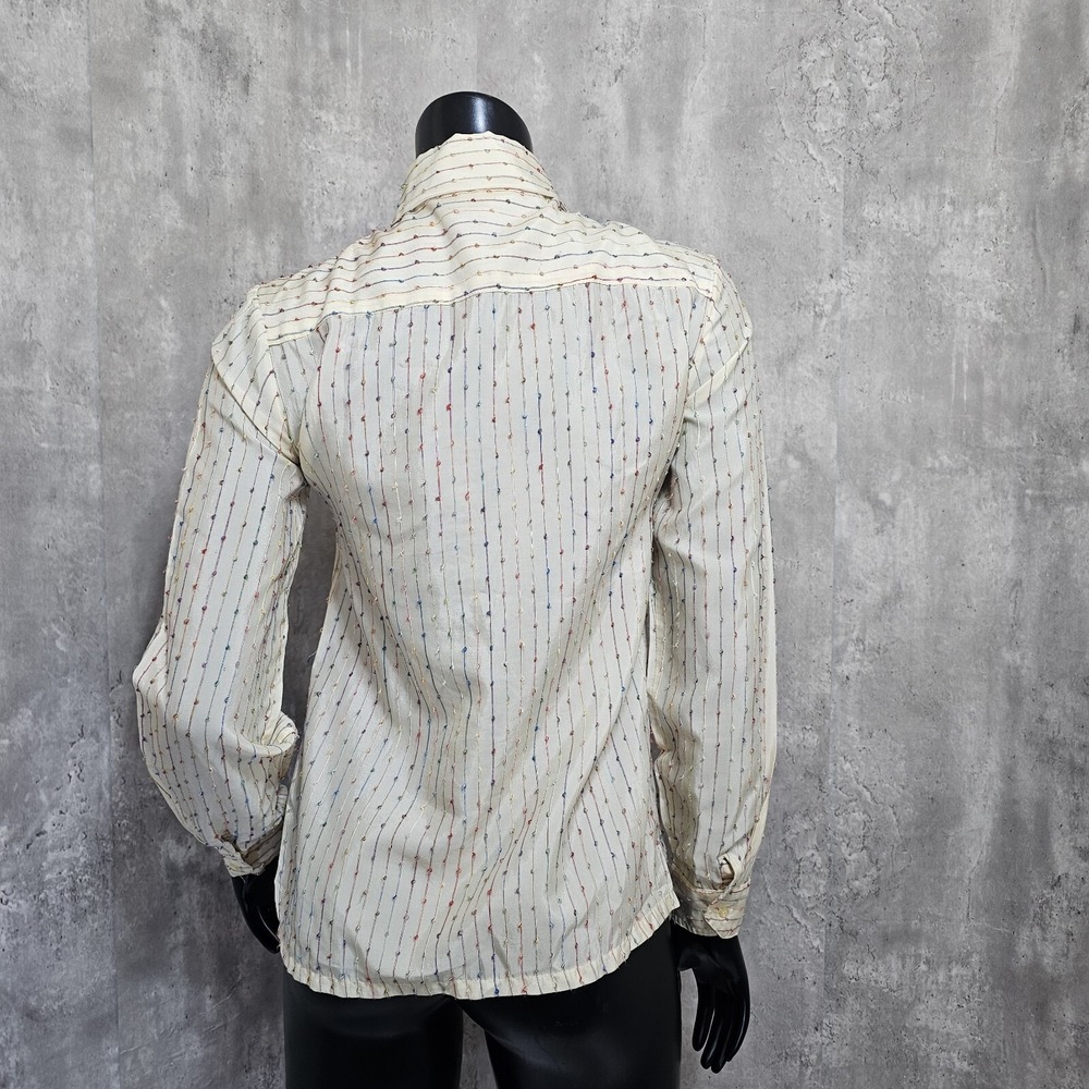 Vintage Contessa Monique Florence Alper 70s Rainbow Stripe‎ Blouse Button Front - Picture 6 of 10